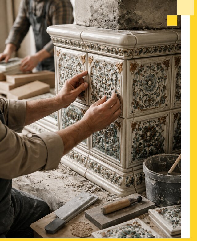 Изразцовые камины под ключ в Мичуринске: проект и монтаж