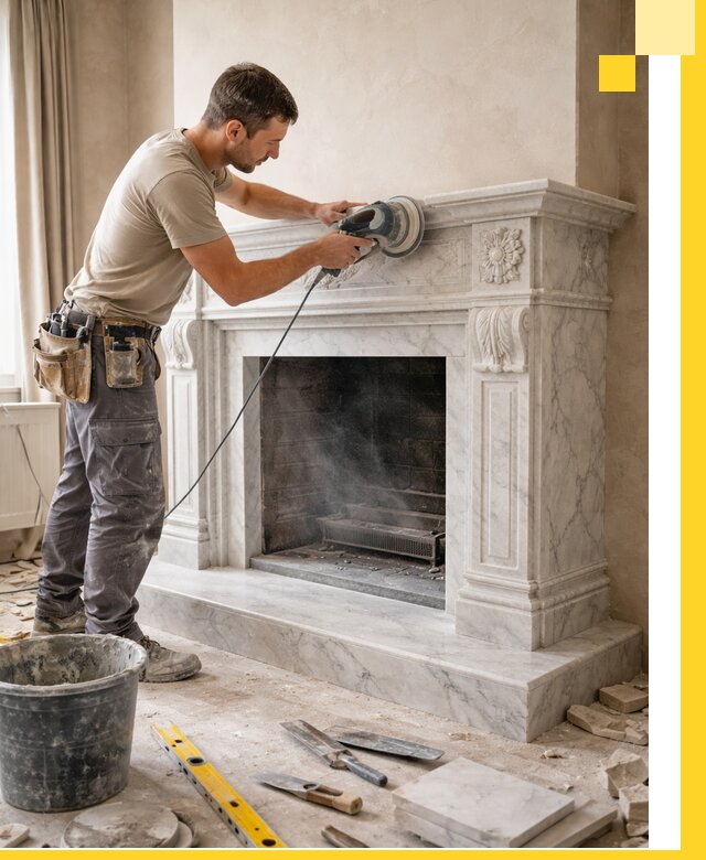 Изготовление и установка мраморных каминов в Мичуринске под ключ