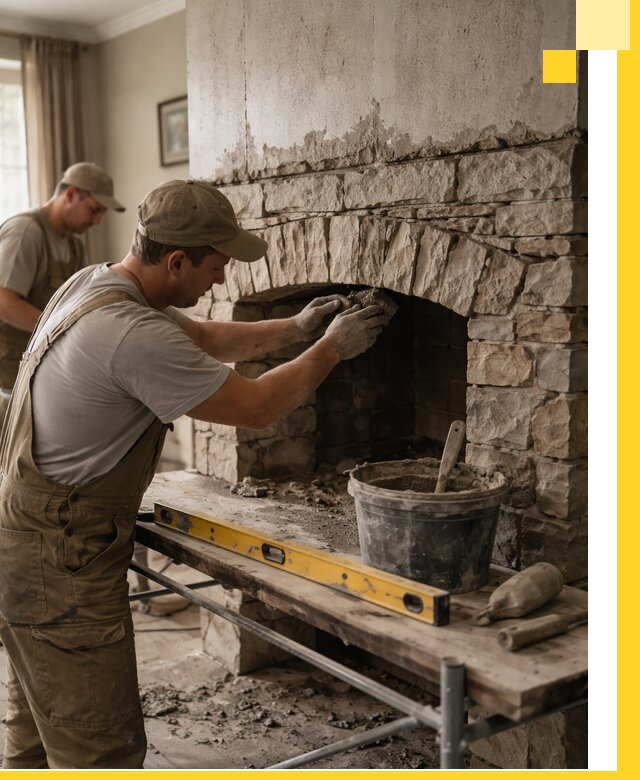 Изготовление каминов под ключ в Мичуринске, монтаж и отделка