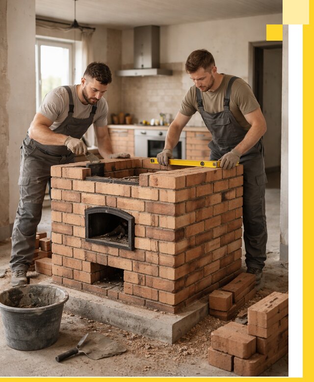 Установка и монтаж печей в частном доме в Мичуринске под ключ