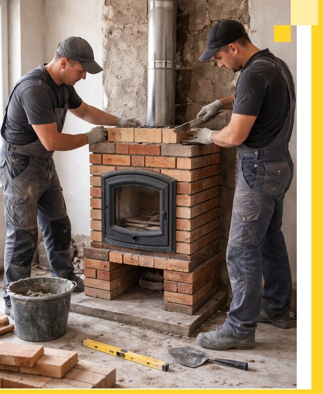 Монтаж печи камина под ключ в Мичуринске с гарантией и пусконаладкой