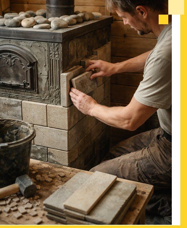 Облицовка банных печей в Мичуринске профессиональная отделка