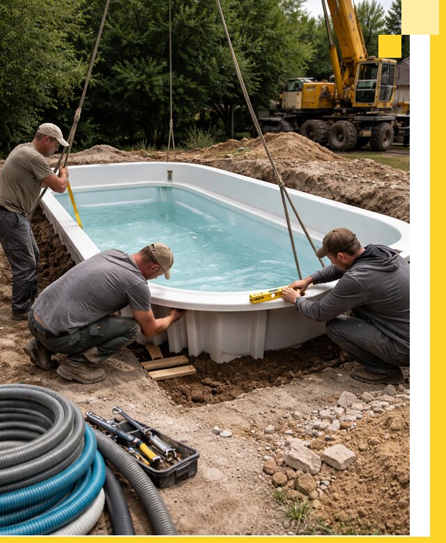 Установка и монтаж композитных бассейнов под ключ в Мичуринске