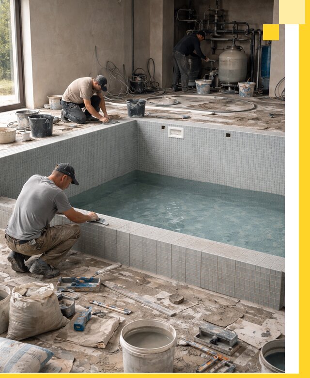 Строительство и монтаж бассейнов в помещении в Мичуринске