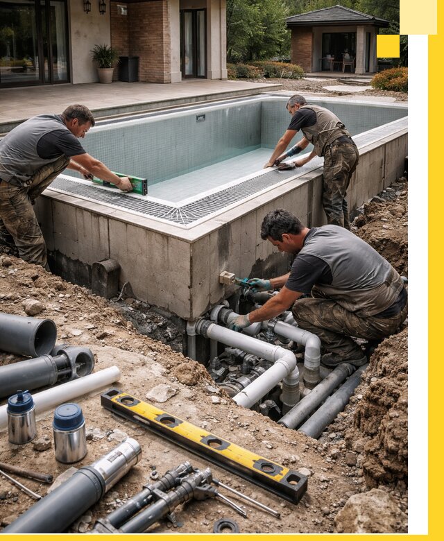 Строительство переливных бассейнов в Мичуринске под ключ