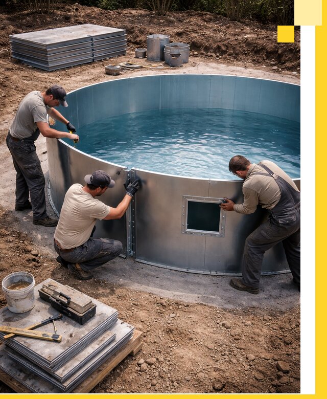 Круглые бассейны под ключ в Мичуринске проектирование и монтаж