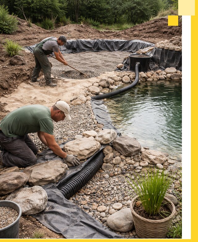 Строительство природных бассейнов и озер в Мичуринске под ключ