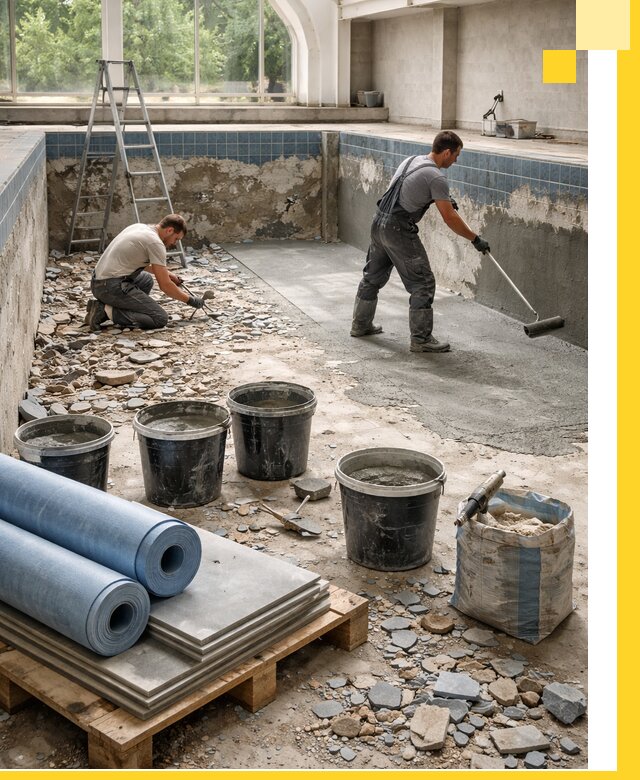 Реконструкция бассейнов в Мичуринске: ремонт, гидроизоляция