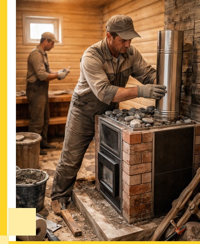 Монтаж печи в бане под ключ в Мичуринске от 20708 р. | ЭриданМчр