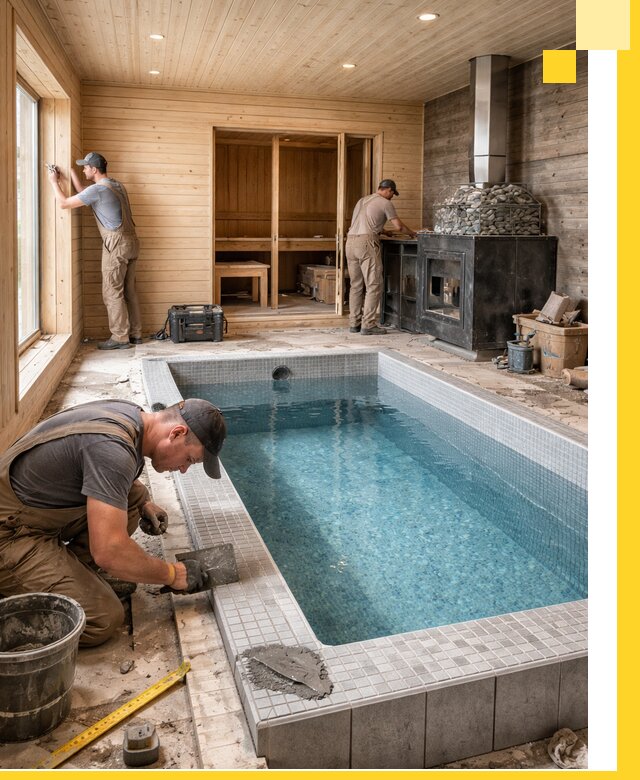 Проект бани с бассейном и сауной в Мичуринске под ключ