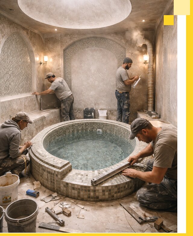 Профессиональное строительство хамама с бассейном в Мичуринске под ключ