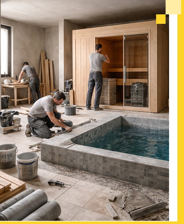 SPA зоны под ключ с бассейном сауной и печью в Мичуринске